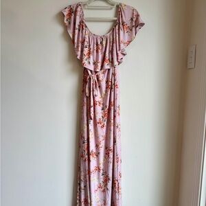 PinkBlush Maternity Floral Maxi Dress Off The Shoulder